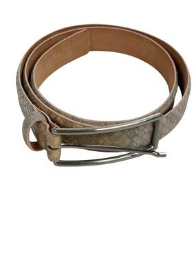 Berge Textured Leather Belt with Silver Buckle made in Italy size medium